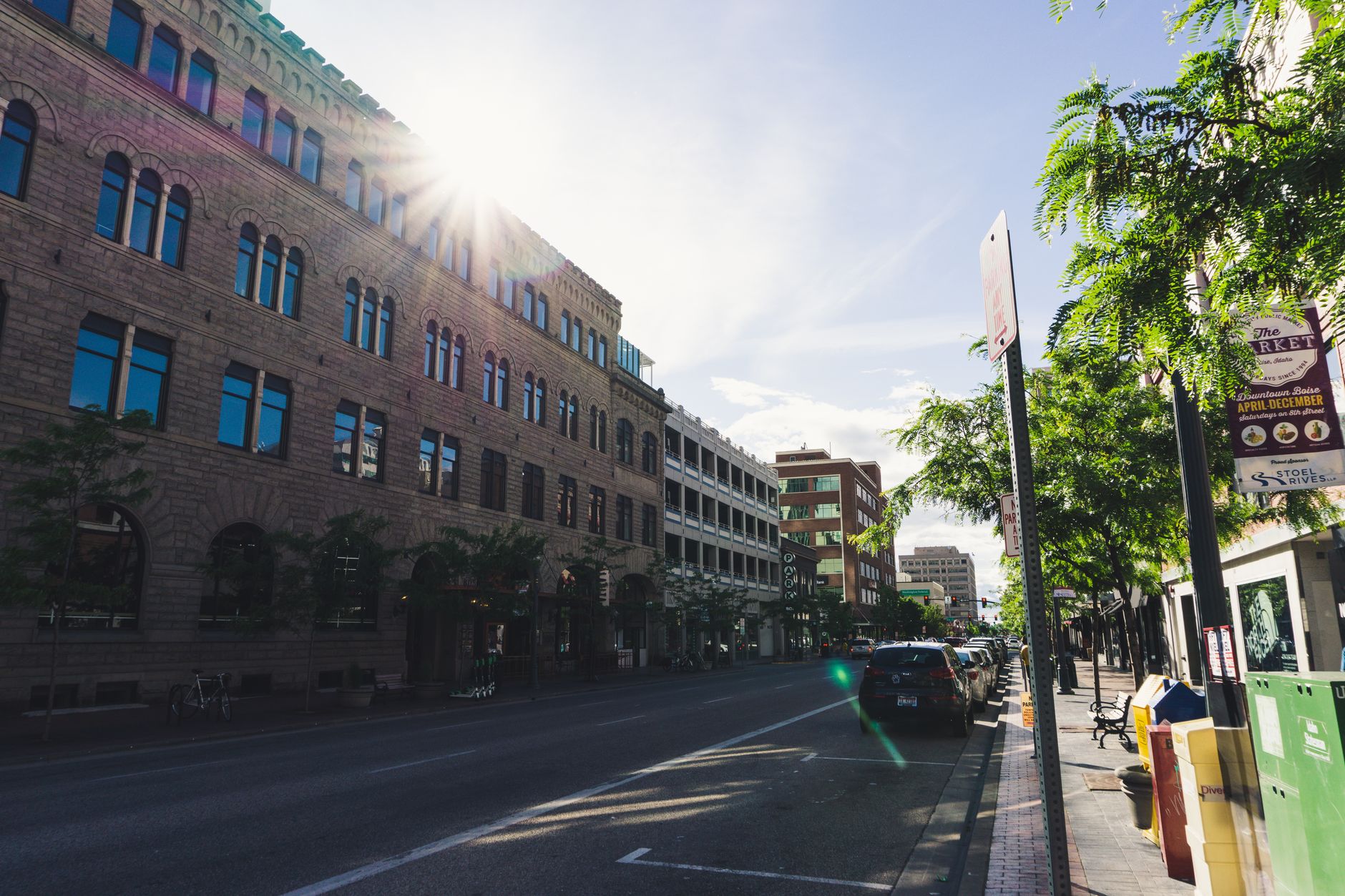 The town of Fort Collins, CO itself, a street, a working building or the landscape it sits in, photographed in daylight